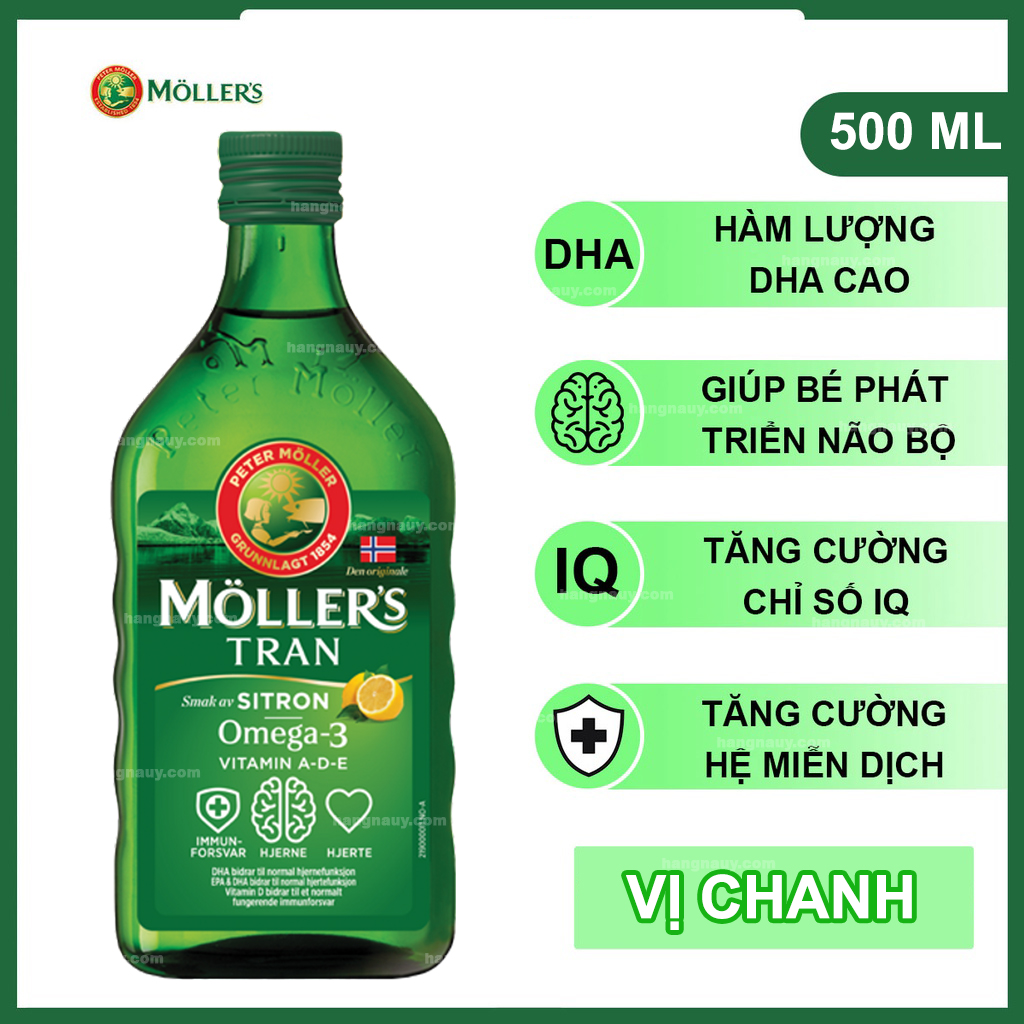 Dầu Gan Cá Tuyết Mollers Tran Av Sitron Omega-3 500ml - Vị Chanh