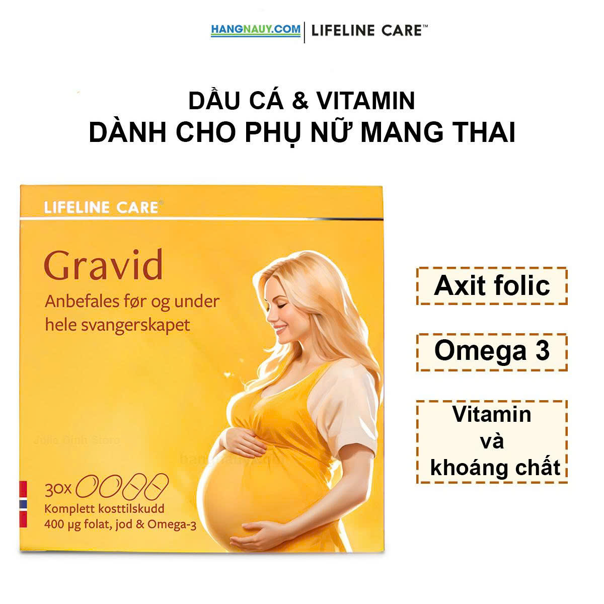 Viên Uống Bổ Sung Bà Bầu Gravid - Lifeline Care [ 5 Vỉ - 24 Viên / Vỉ ]