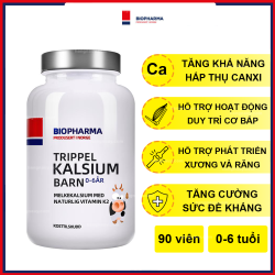 Canxi sữa BIOPHARMA Trippel Kalsium Barn cho bé từ 0 đến 6 tuổi | Hộp 90 viên