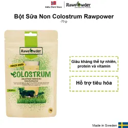 Colostrum Rawpower – Bột sữa non Thụy Điển hỗ trợ miễn dịch & tiêu hóa (Gói 70g)