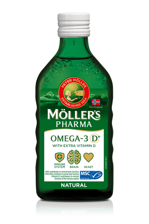 Dầu Gan Cá Tuyết Mollers Pharma Tran D+ Omega-3 Naturell 250ml