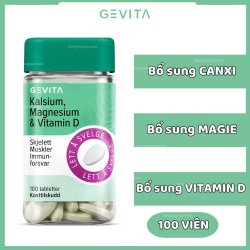 Viên uống bổ sung CANXI, MAGIE và VITAMIN D GEVITA |  Hộp 100 Viên