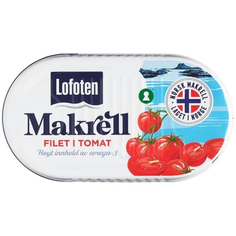 Lofoten Makrell | Cá hộp phile sốt cà Omega-3 | Na Uy 170gr