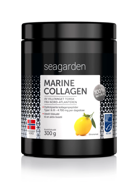 Marine Collagen (Sitronsmak) | Marine Collagen thủy phân Seagarden | Vị chanh hộp 300gram