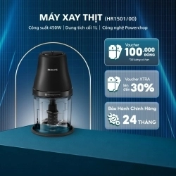 Máy Xay Thịt Philips HR1501/00 - Công suất 450W - Dung tích cối 1 lít - Bảo hành 24 tháng