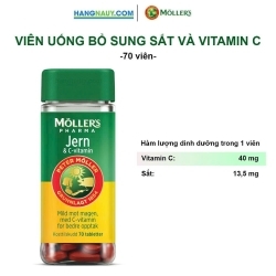 Mollers Pharma Jern và Vitamin C  - Viên uống bổ sung Sắt và Vitamin C nội địa Na Uy | Hộp 70 viên