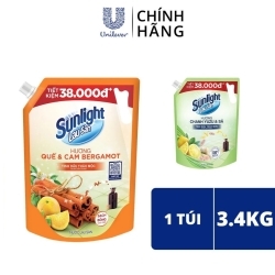 Nước Lau Sàn Sunlight BIOSHIELD Ngăn côn trùng hiệu quả | Túi 3,4KG | Chanh Yuzu & Sả | Quế & Cam Bergamot