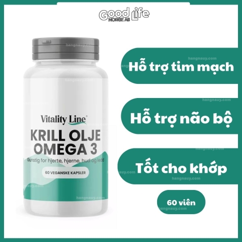 Omega 3 Krill Olje Vitality Line - Dầu nhuyễn thể nội địa Na Uy - Hộp 60 viên