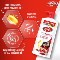 Sữa tắm Lifebuoy 800g Bảo Vệ Vượt Trội giúp bảo vệ khỏi 99.9% vi khuẩn và ngăn ngừa vi khuẩn lây lan trên da (Túi)