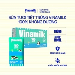 Thùng 48 Hộp Sữa tươi tiệt trùng Vinamilk 100% Không Đường 110ml