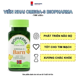 Viên nhai dầu cá DHA cho bé Biopharma Omega 3 Trippel Barn Na Uy - hộp 144 viên